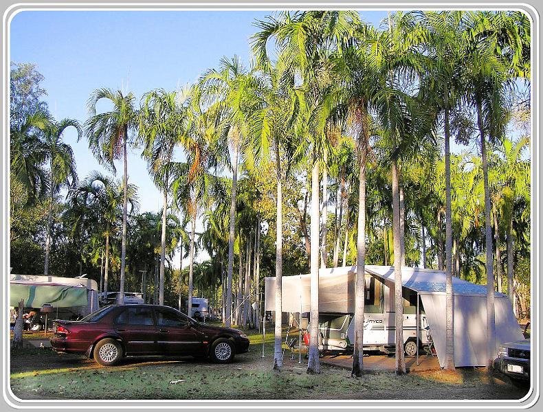 camper 02palmen.jpg - Abendstimmung auf einem der vielen schönen Campingplaetze von Australien.